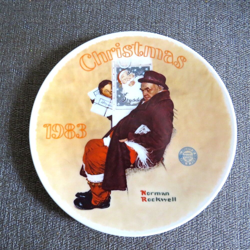 Norman Rockwell Vintage "Santa in the Subway" Christmas 1983 Ltd ed Plate EUC